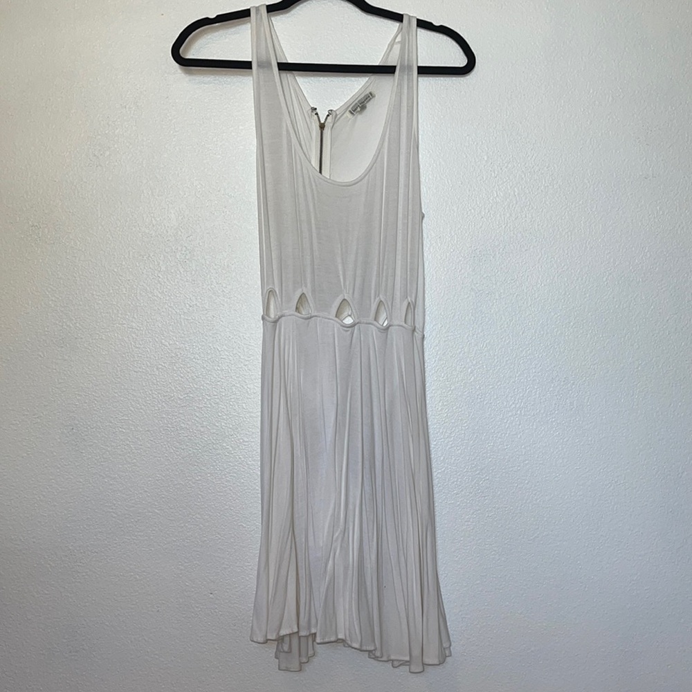 White cotton dress with cut outs
